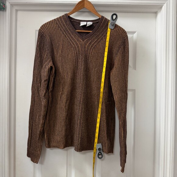 Armani Exchange A/X brown, ribbed, v-neck pullover sweater size Large - Picture 3 of 8